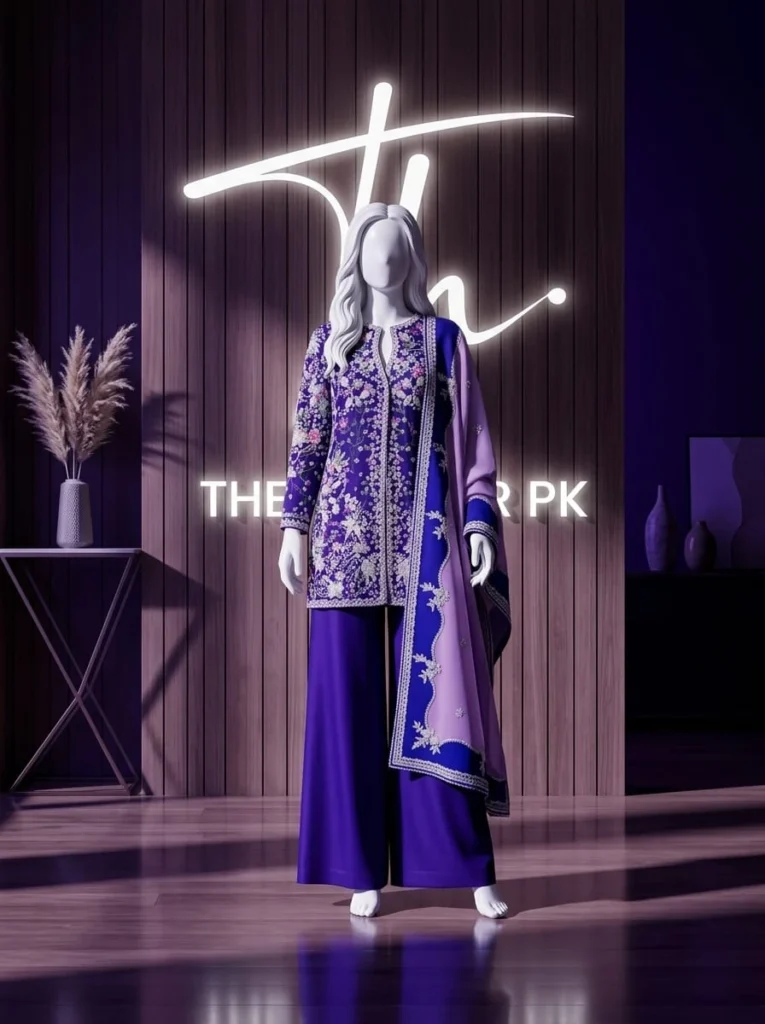 Mehfil-e-Rang LK 02 royal-purple Pakistani formal dress front view