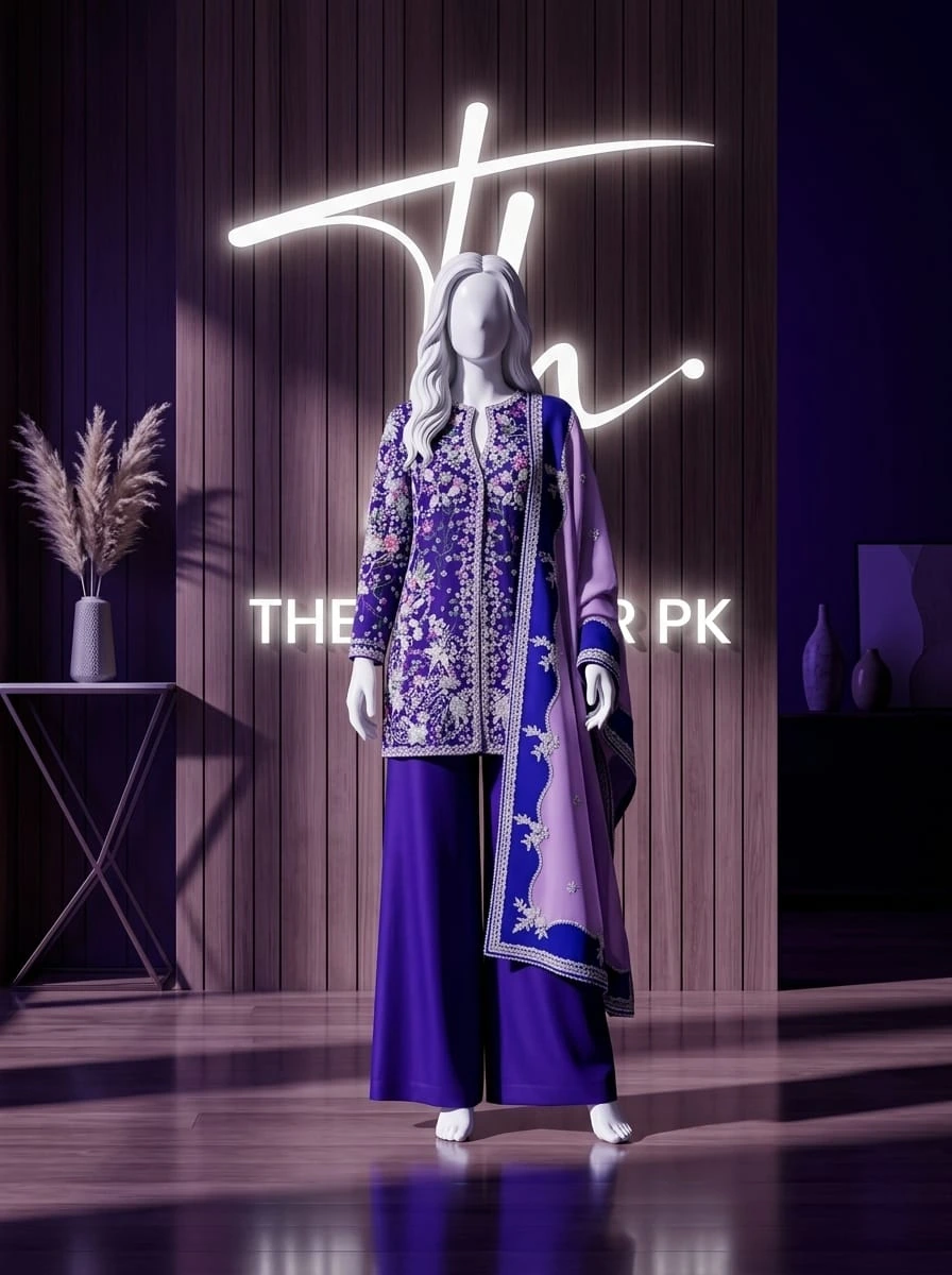 Mehfil-e-Rang LK 02 royal-purple Pakistani formal dress front view